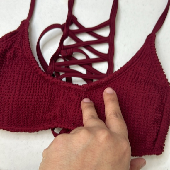 XHILARATION Small Maroon Bikini with crisscross back tie sides - Picture 15 of 16
